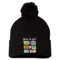 Note To Self Positive Energy Encouragement Design Print Pom Pom 12in Knit Beanie