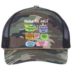 Note To Self Positive Energy Encouragement Design Print Retro Rope Trucker Hat Cap