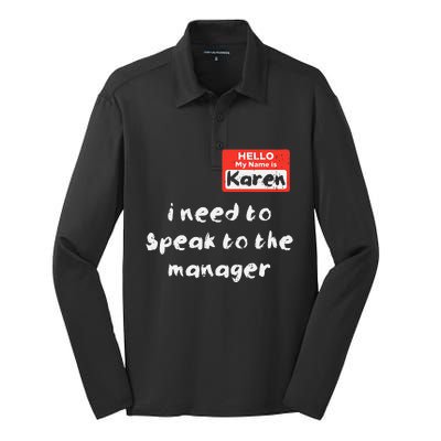 Need To Speak Manager Karen Halloween Funny Meme Silk Touch Performance Long Sleeve Polo