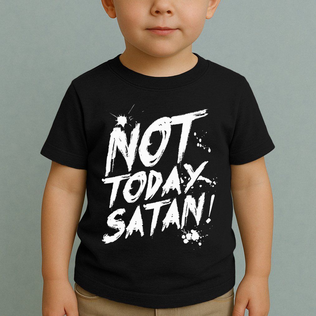 Not Today Satan  Funny Anti Satan Gift Toddler T-Shirt