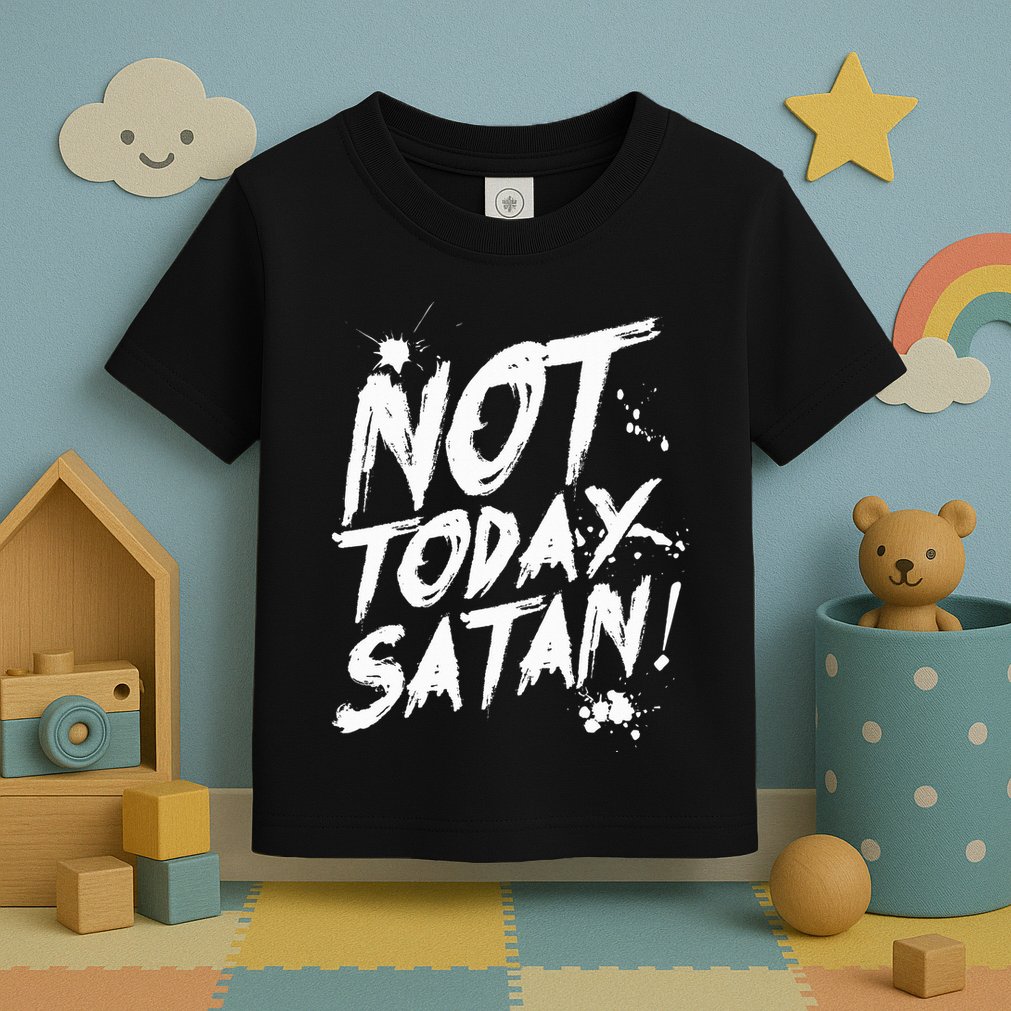 Not Today Satan  Funny Anti Satan Gift Toddler T-Shirt