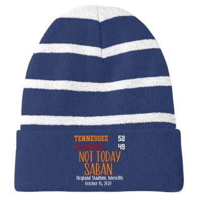 Not Today Saban Tennessee Sport Gameday Winner Tennessee Football Champion Striped Beanie with Solid Band