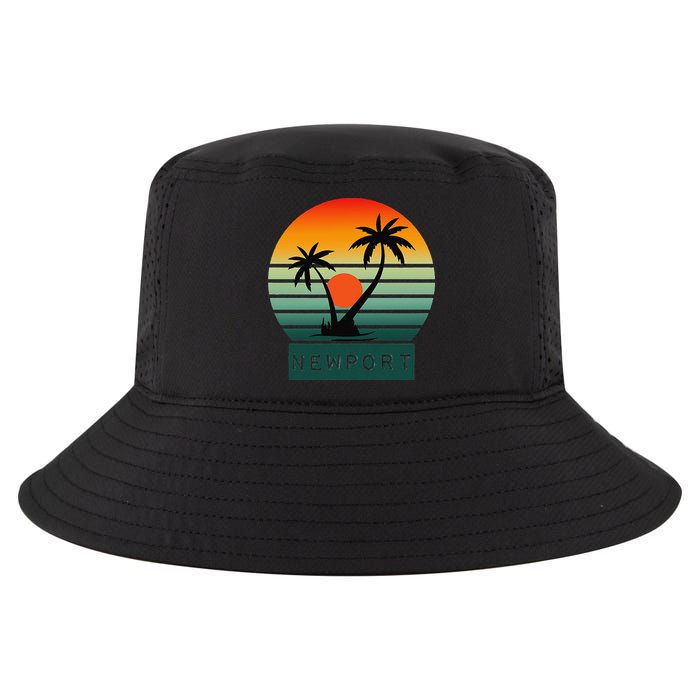 Newport Tropical Sunset Palm Trees Beach Cool Comfort Performance Bucket Hat
