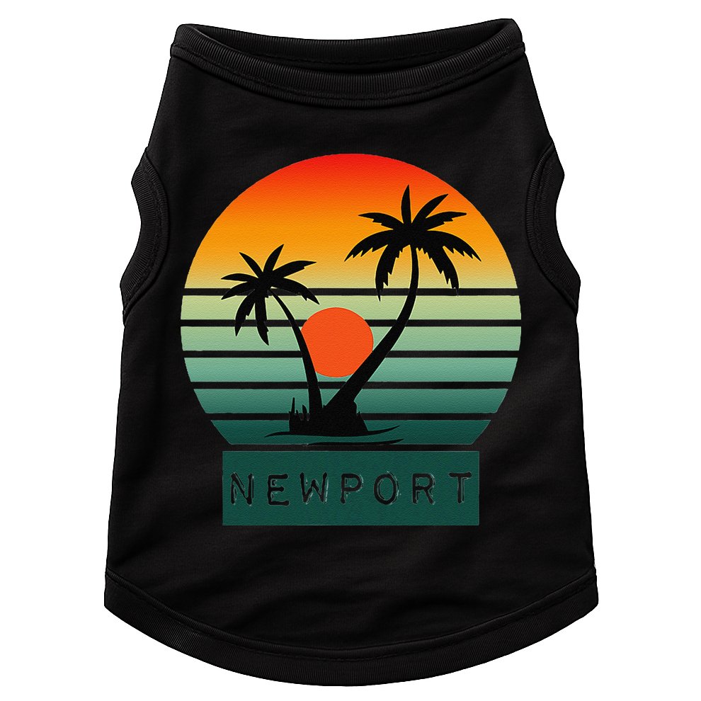 Newport Tropical Sunset Palm Trees Beach Doggie Tank