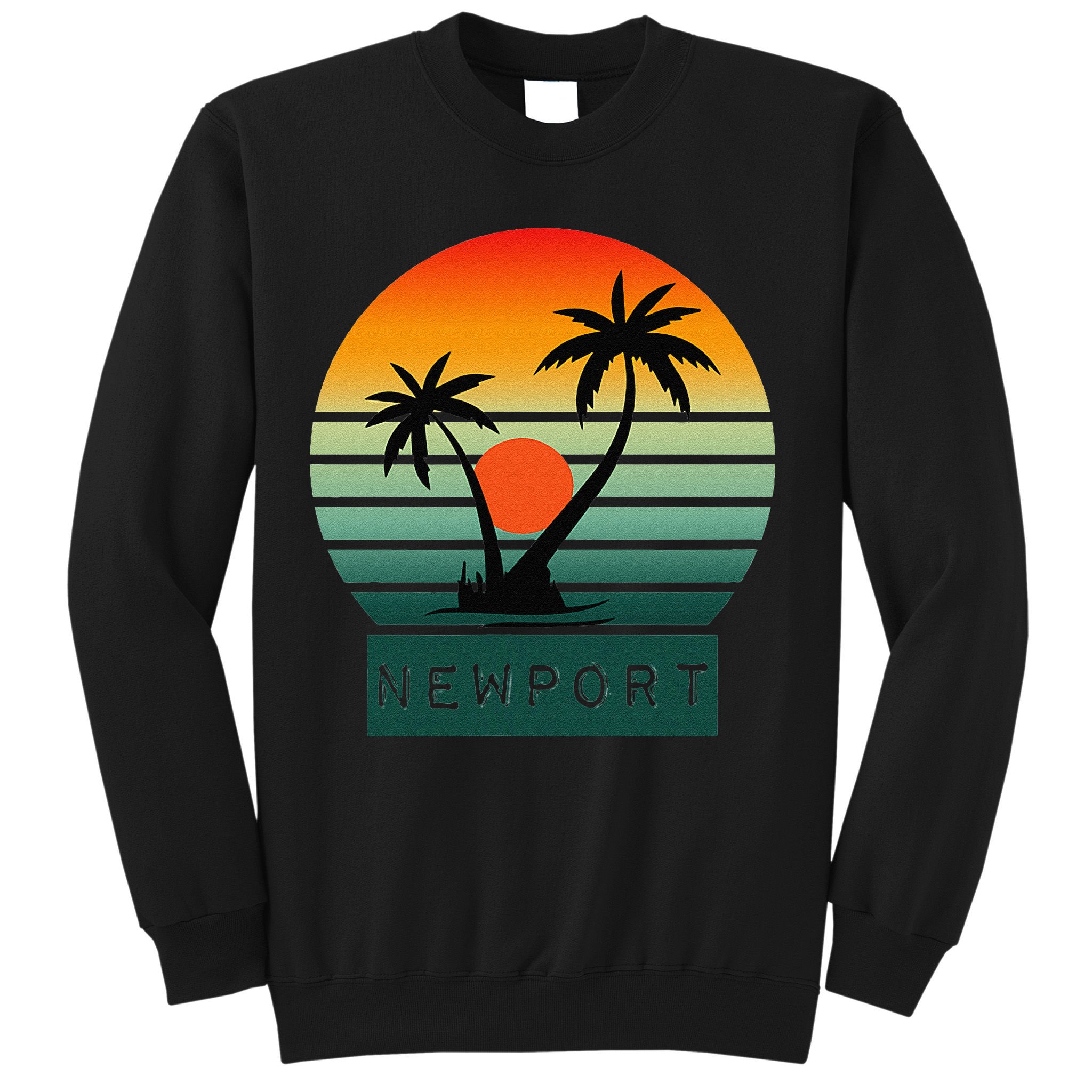 Newport Tropical Sunset Palm Trees Beach Sweatshirt