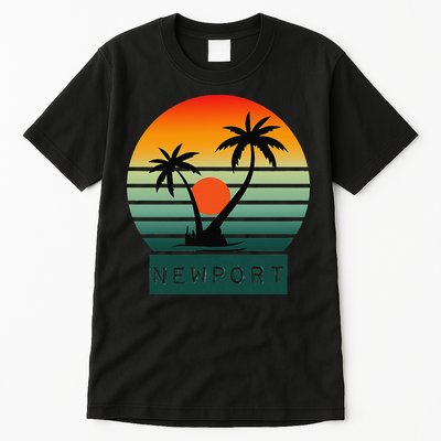 Newport Tropical Sunset Palm Trees Beach Tall T-Shirt