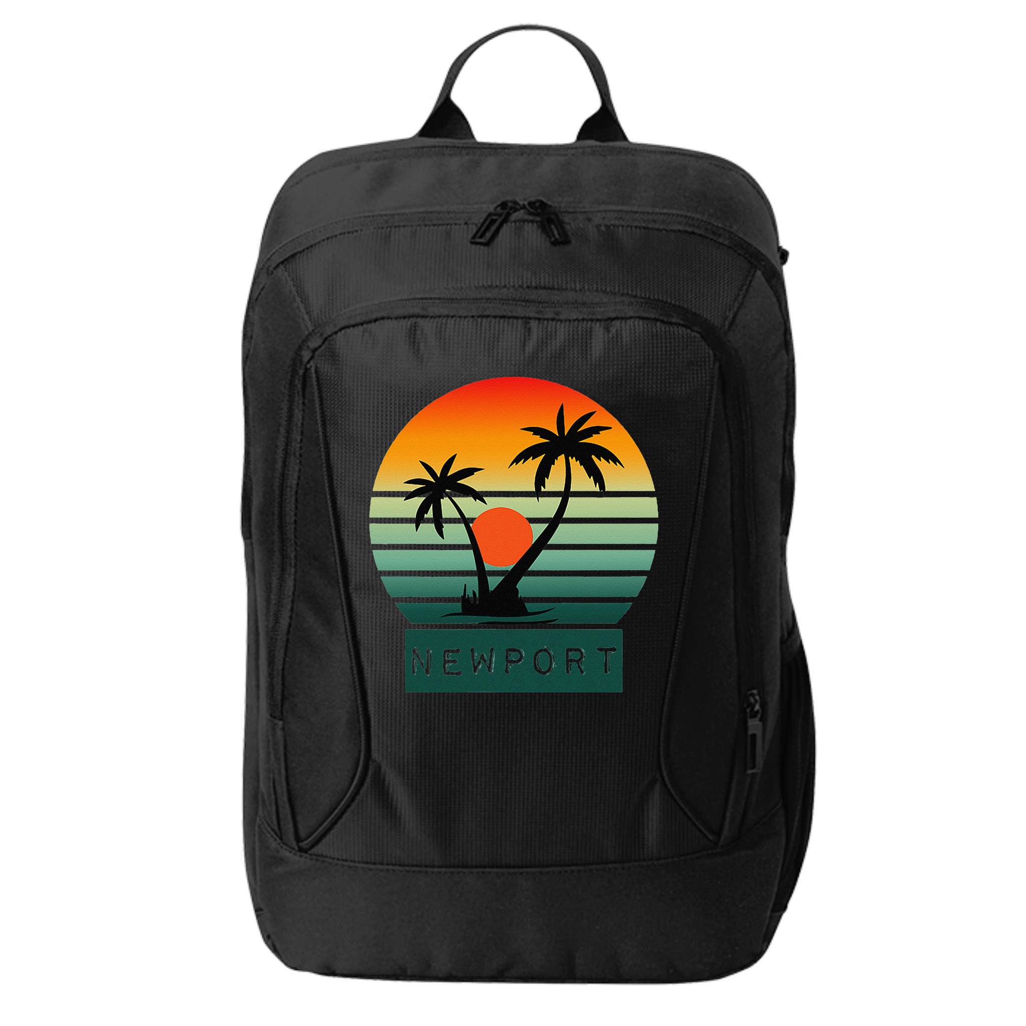Newport Tropical Sunset Palm Trees Beach City Backpack