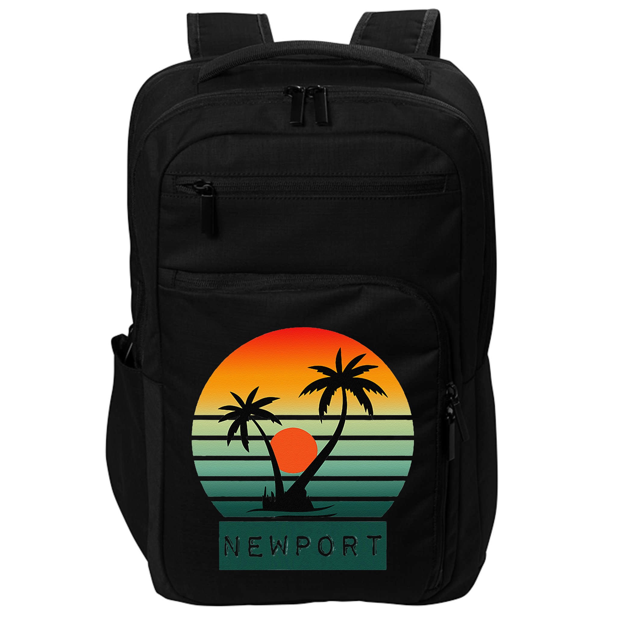 Newport Tropical Sunset Palm Trees Beach Impact Tech Backpack