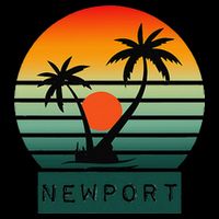 Newport Tropical Sunset Palm Trees Beach Sustainable Bucket Hat
