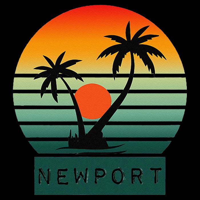 Newport Tropical Sunset Palm Trees Beach Sustainable Bucket Hat