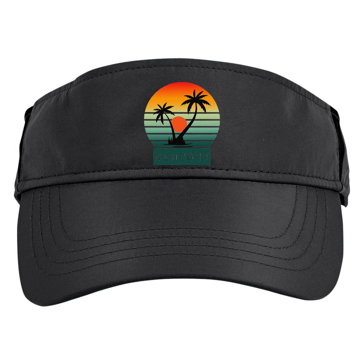 Newport Tropical Sunset Palm Trees Beach Adult Drive Performance Visor