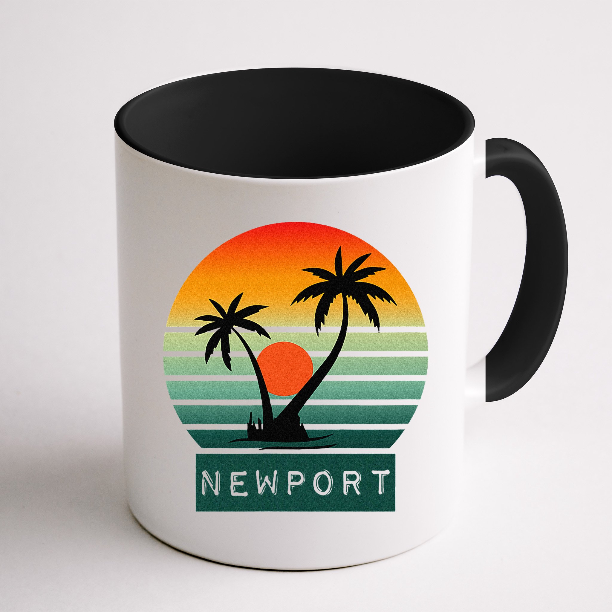 Newport Tropical Sunset Palm Trees Beach Mug