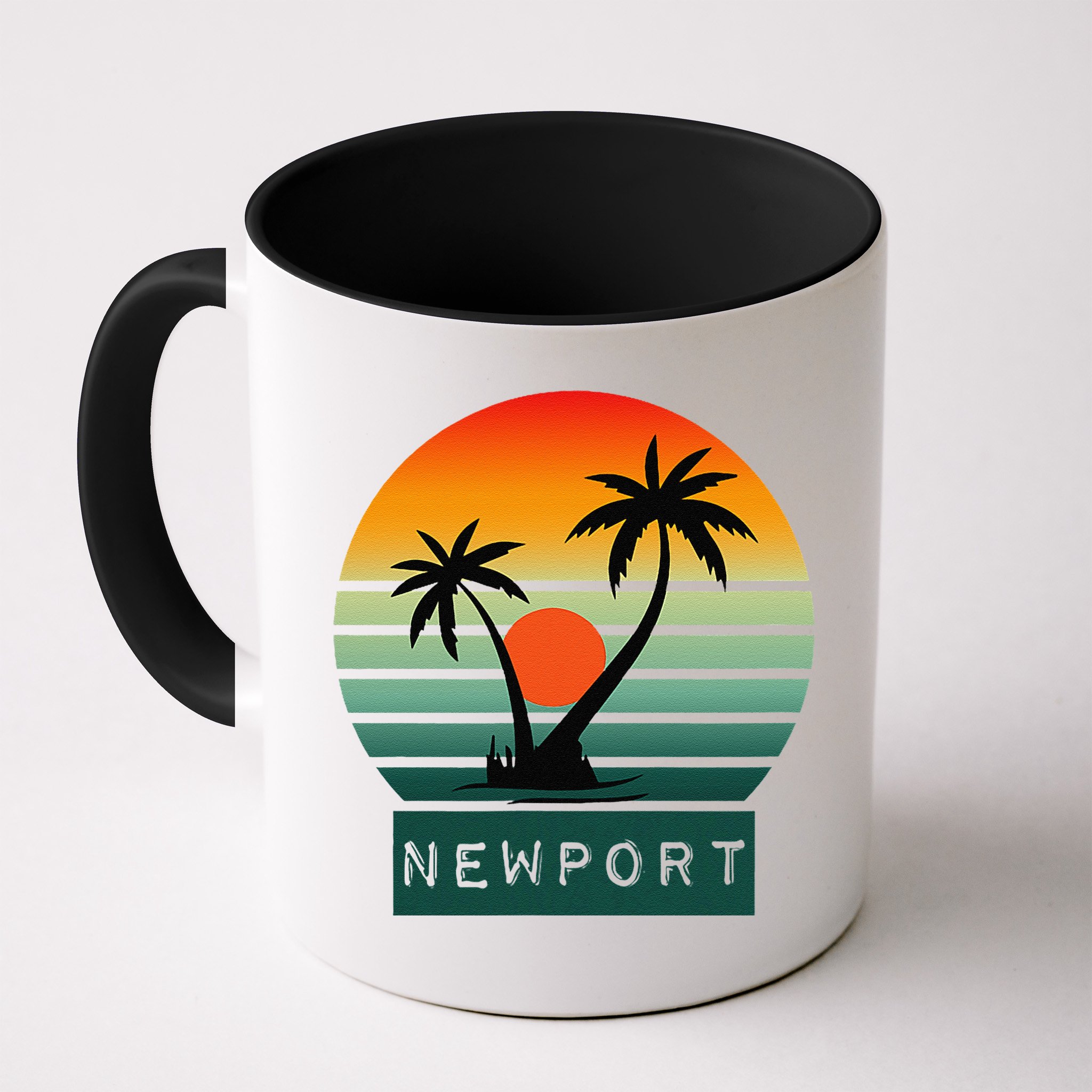 Newport Tropical Sunset Palm Trees Beach Mug