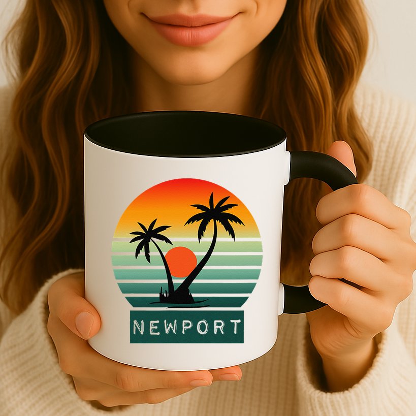 Newport Tropical Sunset Palm Trees Beach Mug
