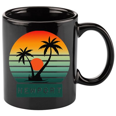 Newport Tropical Sunset Palm Trees Beach 11oz C Handle Ceramic Mug