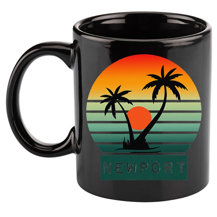 Newport Tropical Sunset Palm Trees Beach 11oz C Handle Ceramic Mug