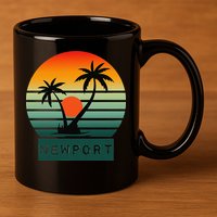 Newport Tropical Sunset Palm Trees Beach 11oz C Handle Ceramic Mug