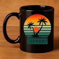 Newport Tropical Sunset Palm Trees Beach 11oz C Handle Ceramic Mug