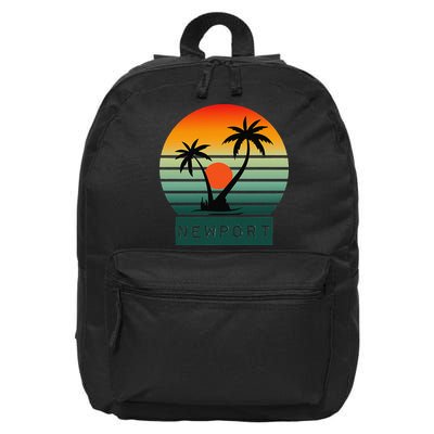 Newport Tropical Sunset Palm Trees Beach 16 in Basic Backpack