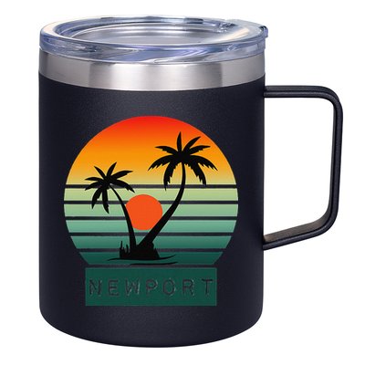 Newport Tropical Sunset Palm Trees Beach 12oz Stainless Steel Coffee Mug