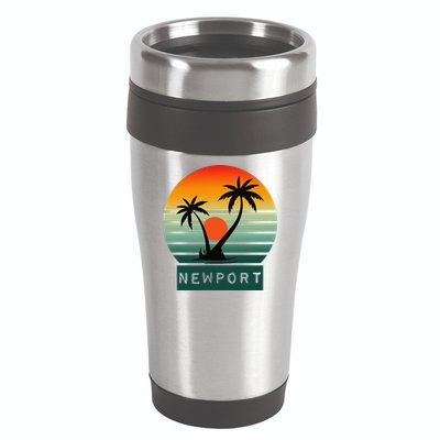Newport Tropical Sunset Palm Trees Beach 16oz Travel Tumbler