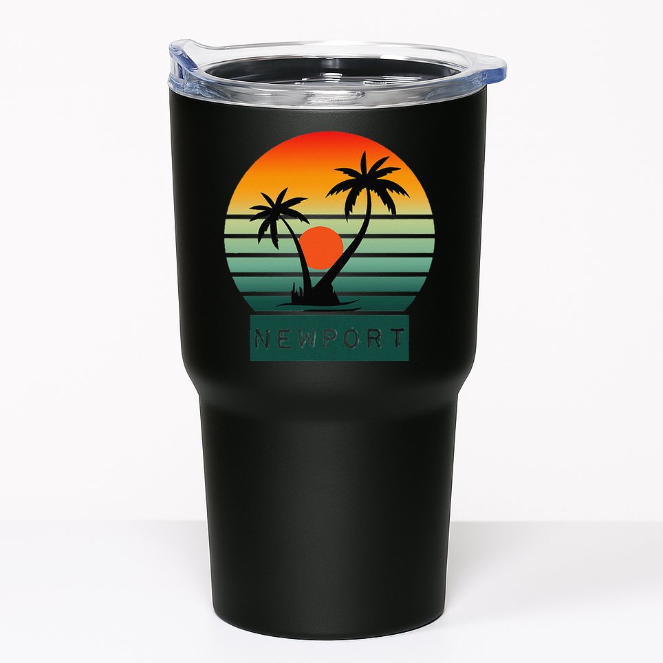 Newport Tropical Sunset Palm Trees Beach Tumbler