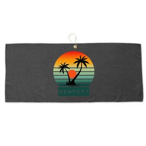 Newport Tropical Sunset Palm Trees Beach Large Microfiber Waffle Golf Towel