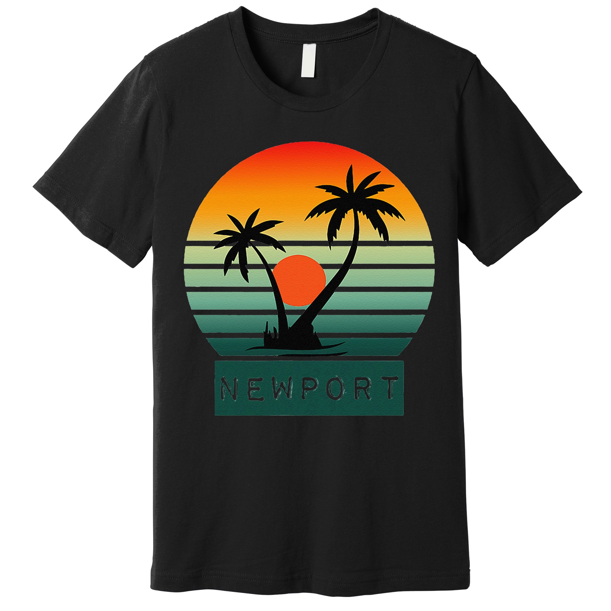 Newport Tropical Sunset Palm Trees Beach Premium T-Shirt