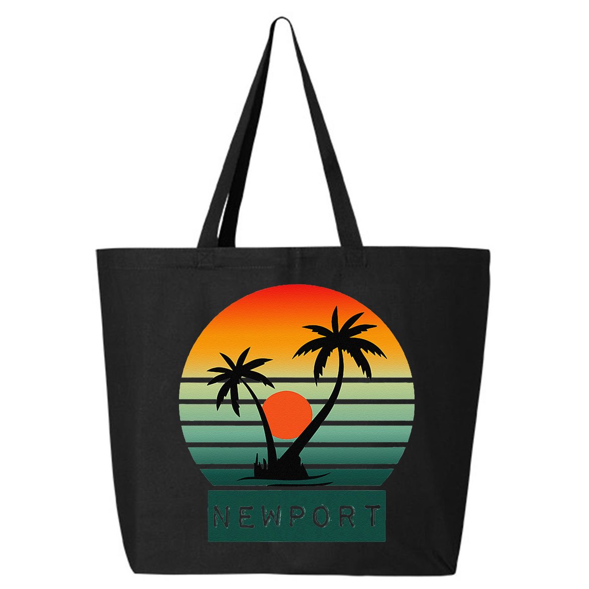 Newport Tropical Sunset Palm Trees Beach 25L Jumbo Tote