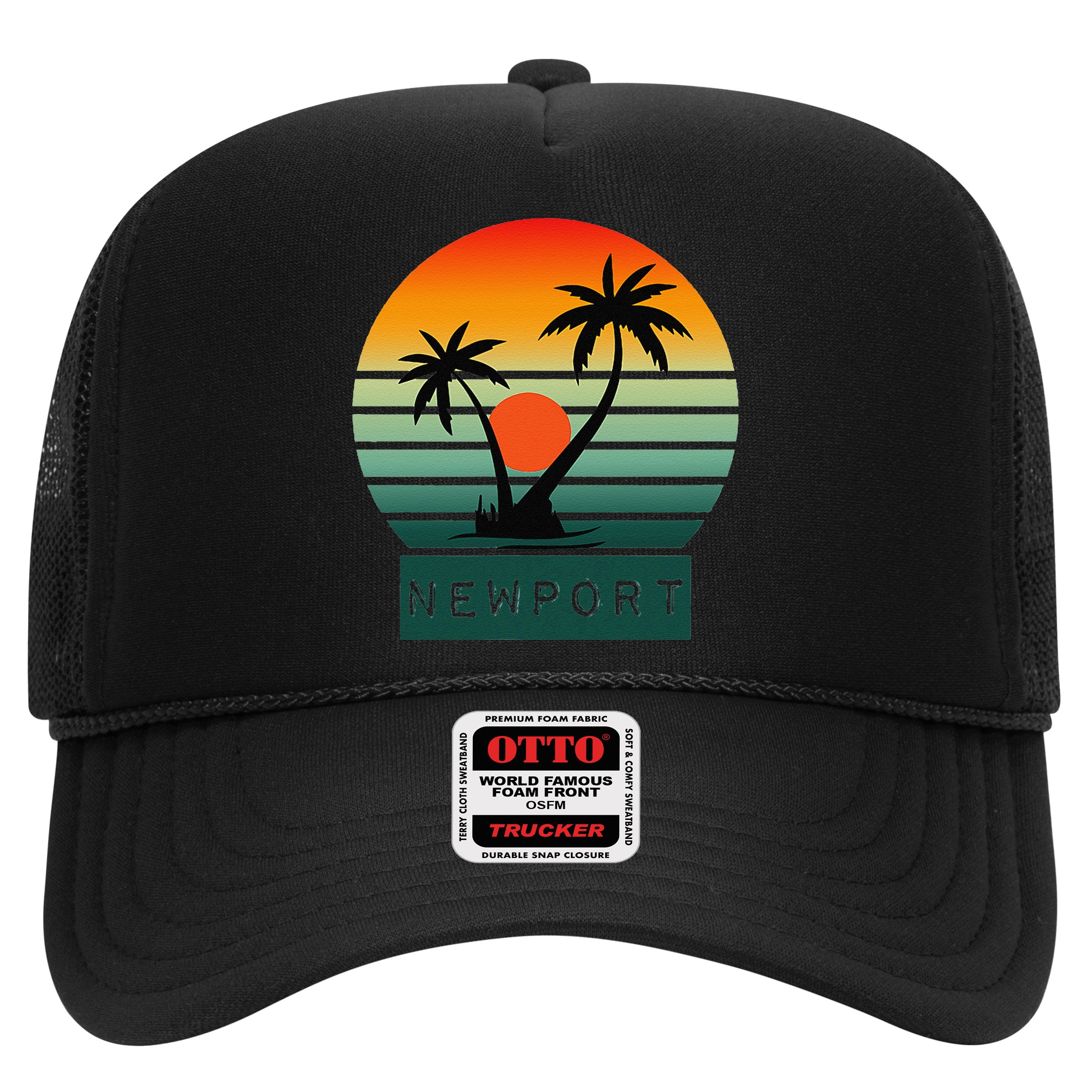 Newport Tropical Sunset Palm Trees Beach Hat