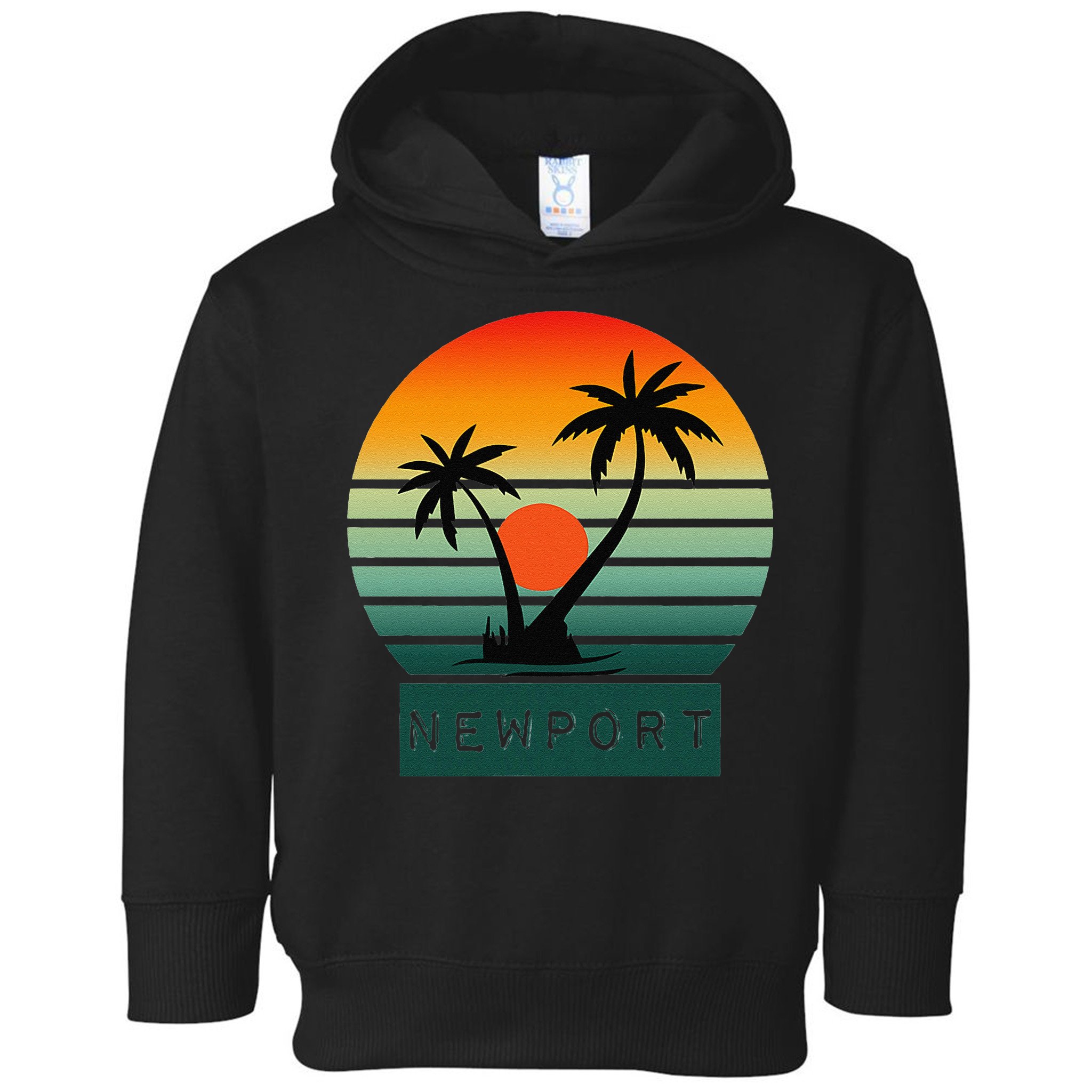 Newport Tropical Sunset Palm Trees Beach Toddler Hoodie