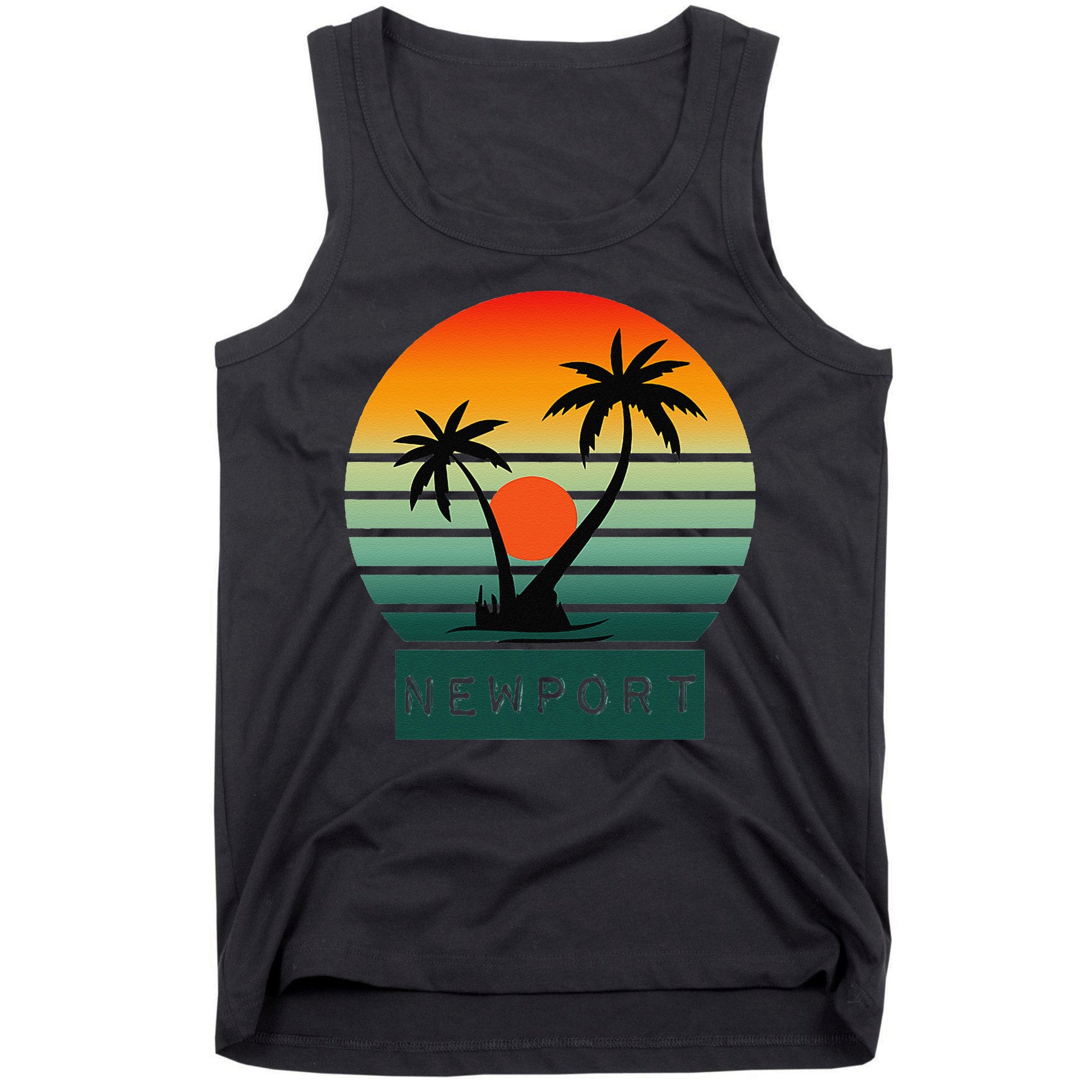 Newport Tropical Sunset Palm Trees Beach Tank Top