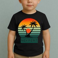 Newport Tropical Sunset Palm Trees Beach Toddler T-Shirt