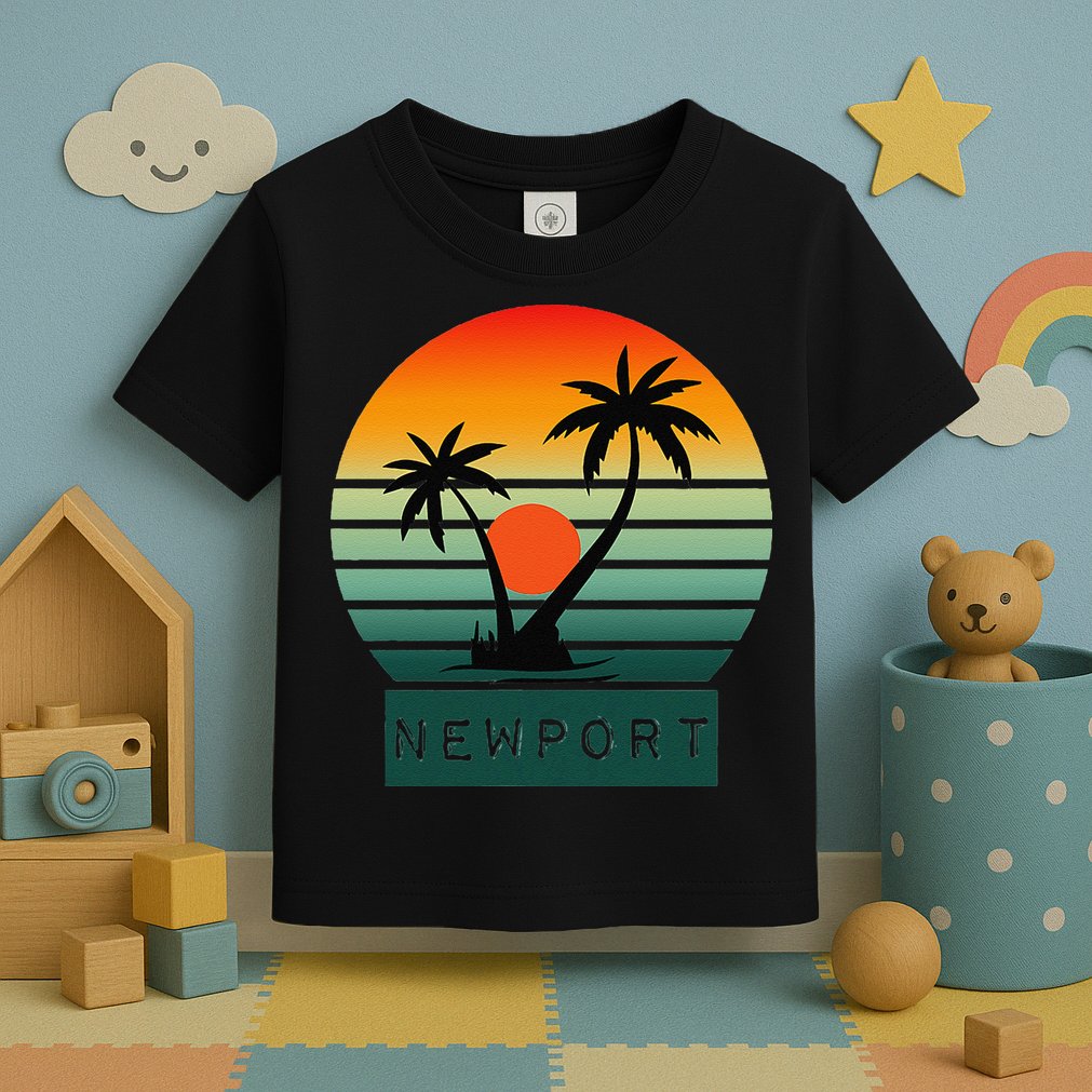 Newport Tropical Sunset Palm Trees Beach Toddler T-Shirt