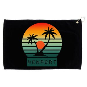 Newport Tropical Sunset Palm Trees Beach Grommeted Golf Towel