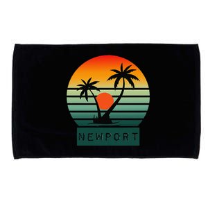 Newport Tropical Sunset Palm Trees Beach Microfiber Hand Towel