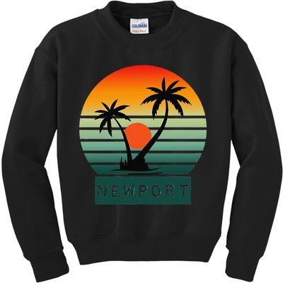 Newport Tropical Sunset Palm Trees Beach Kids Sweatshirt