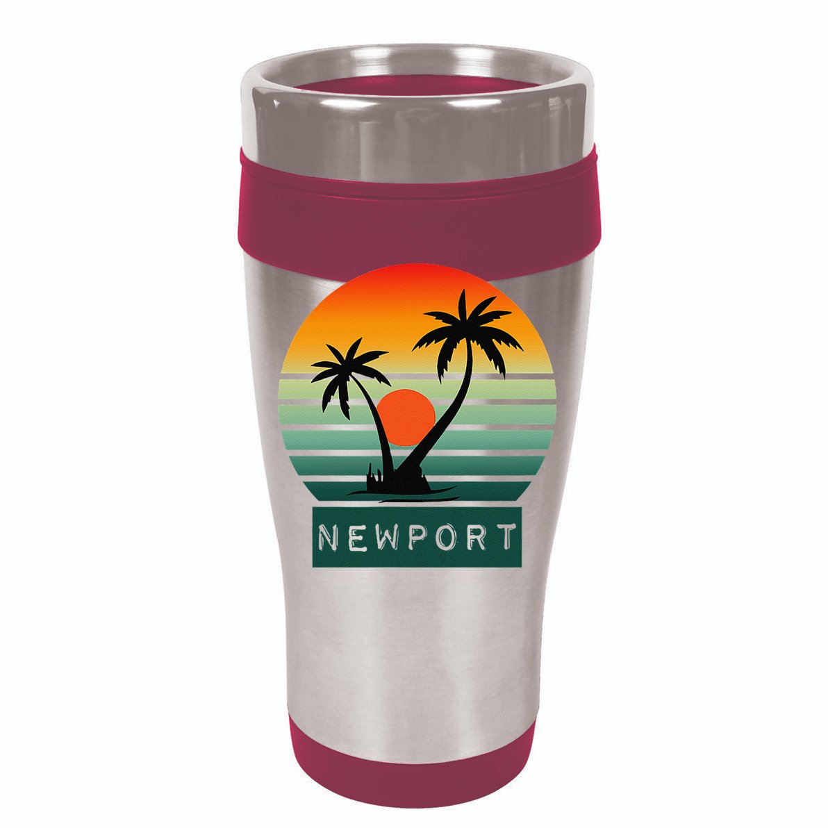 Newport Tropical Sunset Palm Trees Beach Wool Snapback Cap