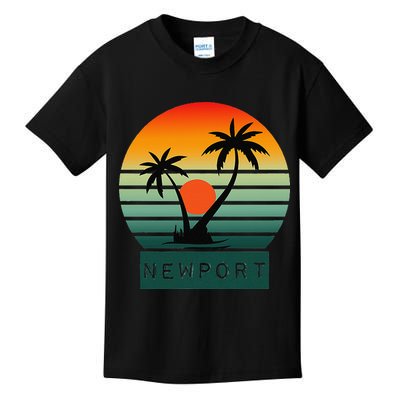 Newport Tropical Sunset Palm Trees Beach Kids T-Shirt