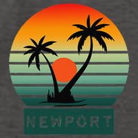 Newport Tropical Sunset Palm Trees Beach Vector Backpack