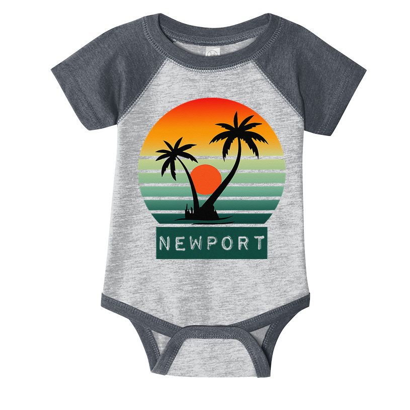 Newport Tropical Sunset Palm Trees Beach Infant Baby Jersey Bodysuit
