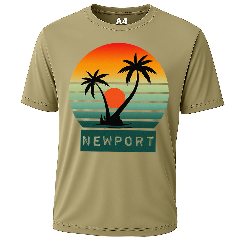 Newport Tropical Sunset Palm Trees Beach Performance Shirt