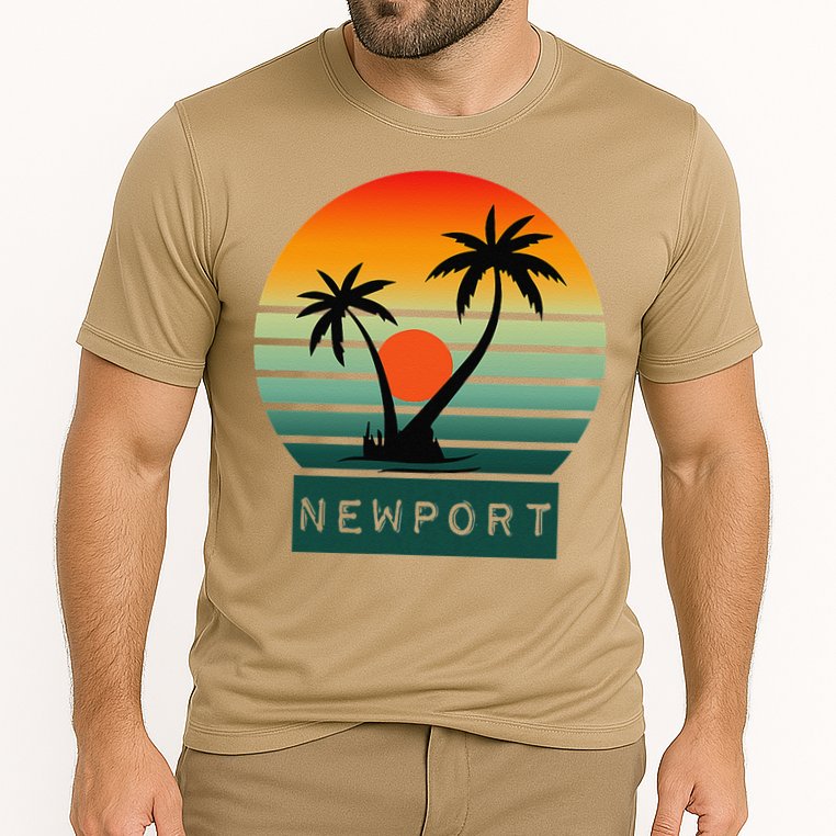 Newport Tropical Sunset Palm Trees Beach Performance Shirt