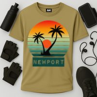 Newport Tropical Sunset Palm Trees Beach Performance Shirt