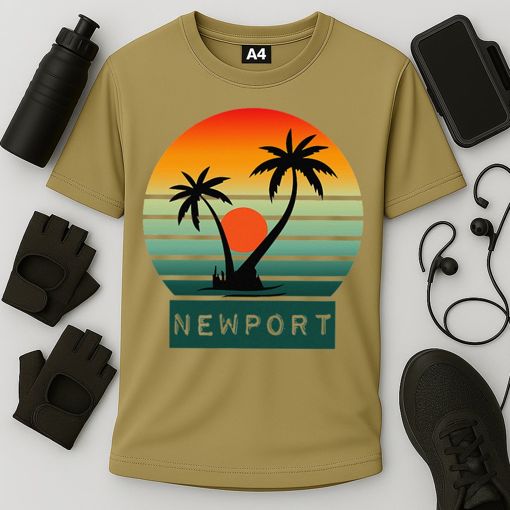 Newport Tropical Sunset Palm Trees Beach Performance Shirt