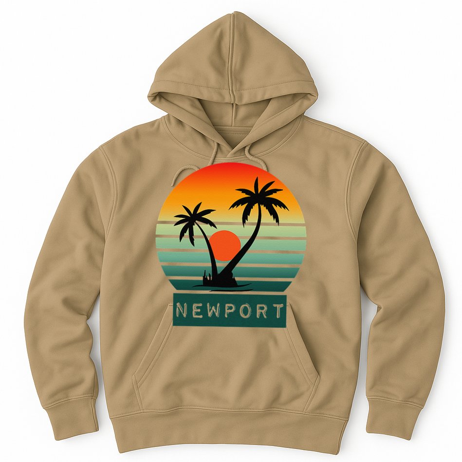 Newport Tropical Sunset Palm Trees Beach Hoodie