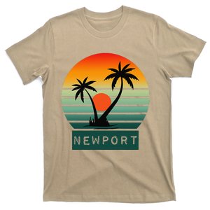 Newport Tropical Sunset Palm Trees Beach T-Shirt