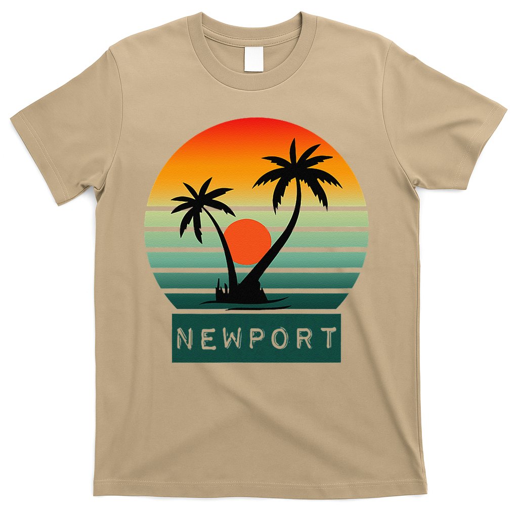 Newport Tropical Sunset Palm Trees Beach T-Shirt