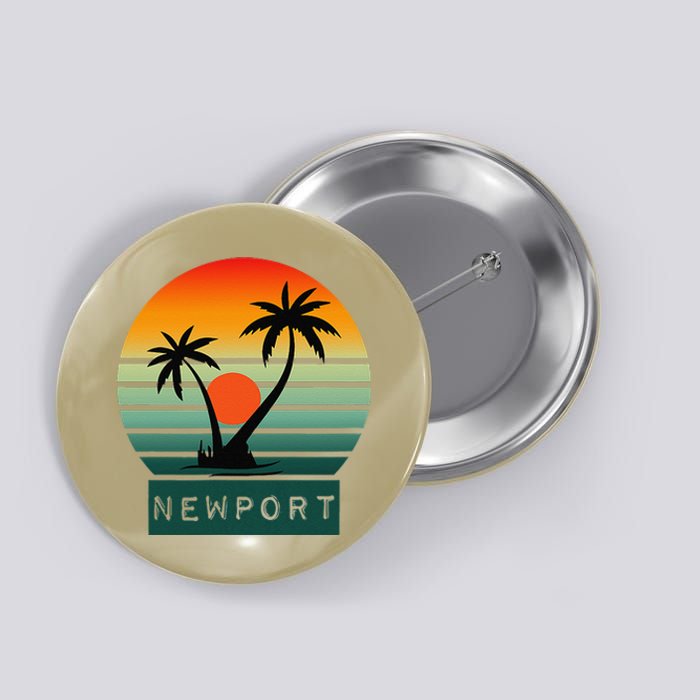 Newport Tropical Sunset Palm Trees Beach Button