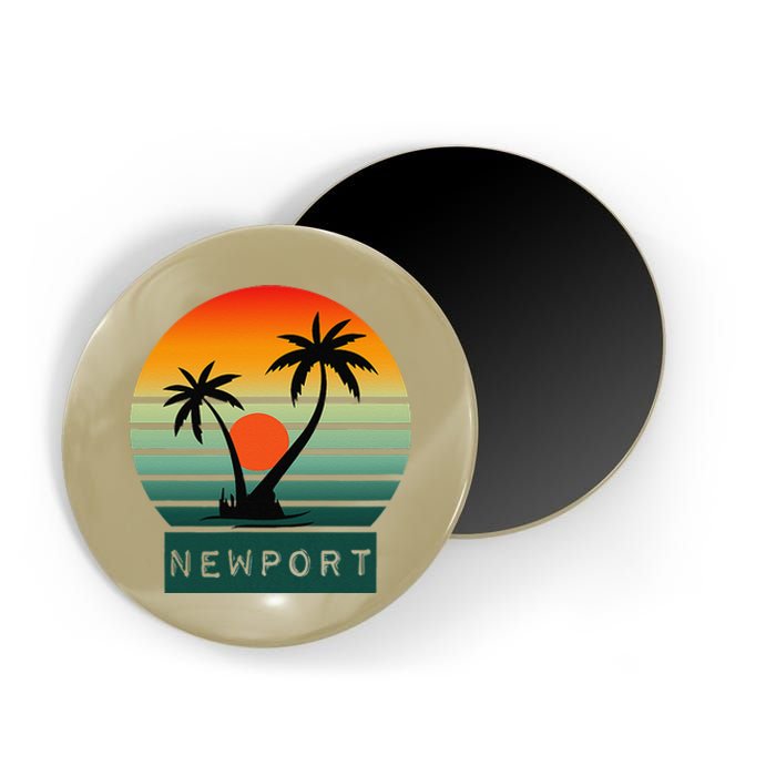 Newport Tropical Sunset Palm Trees Beach Magnet